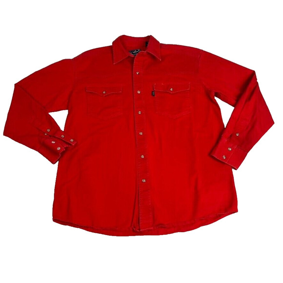 Roper Shirt Mens Medium Red Button Pearl Snap Western Long Sleeve - Picture 1 of 8